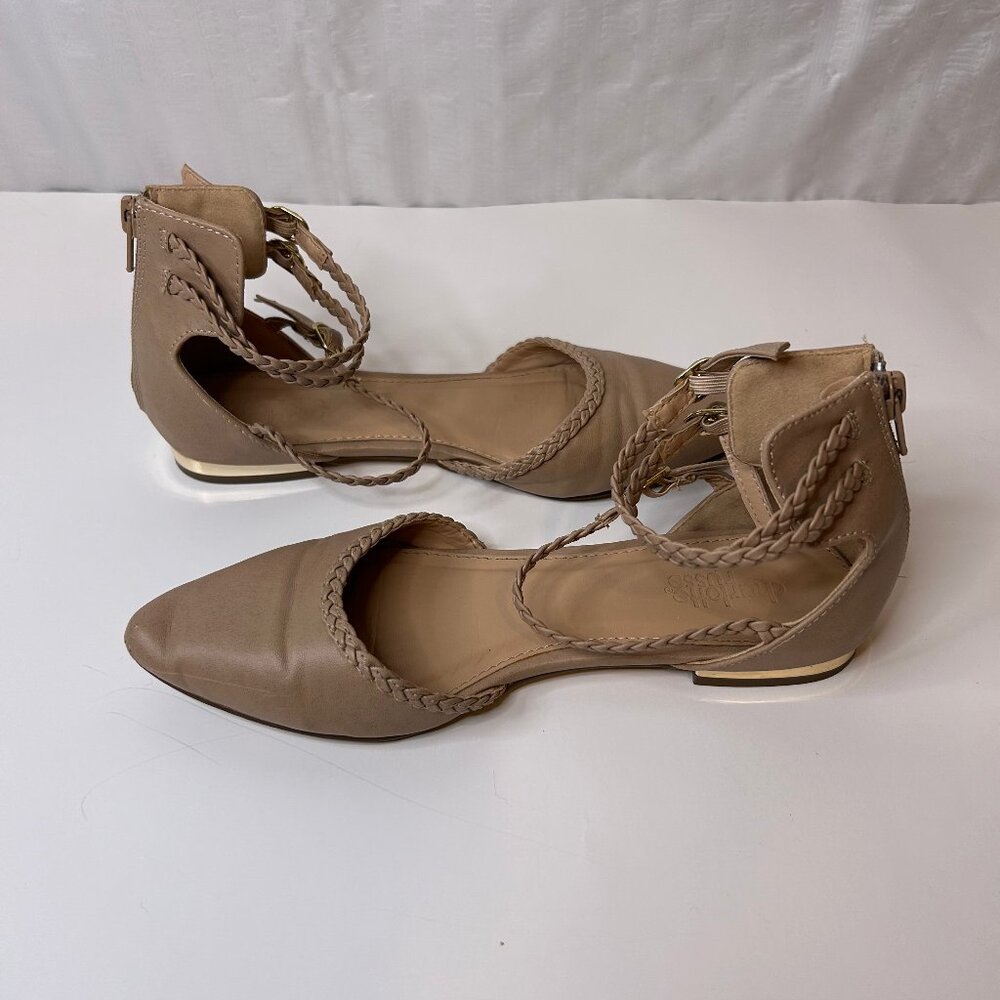 Charlotte Russe Tan Strappy Point Flats Sz 6